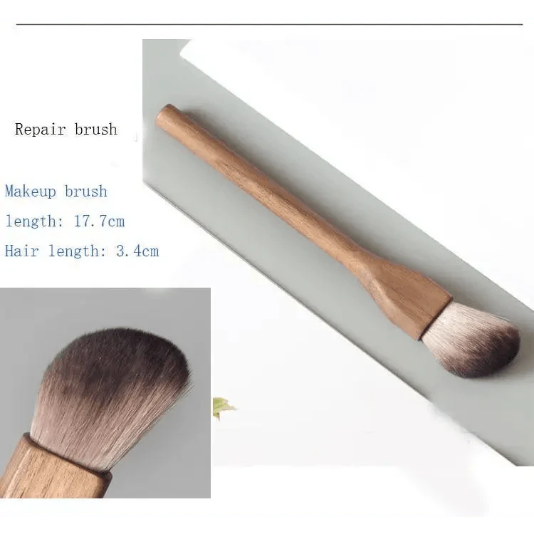 Vintage Style 1Pcs European Wood Handle Makeup Brush High Quality Loose Powder Brush Foundation Brush Super Soft Theatre Makeup Stevvex