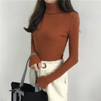 Vintage Style Autumn Winter Thick Sweater For Women Knitted Ribbed Pullover Sweater Long Sleeve Turtleneck Slim Jumper Soft Warm Pullover Stevvex