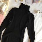 Vintage Style Autumn Winter Thick Sweater For Women Knitted Ribbed Pullover Sweater Long Sleeve Turtleneck Slim Jumper Soft Warm Pullover Stevvex