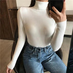Vintage Style Autumn Winter Thick Sweater For Women Knitted Ribbed Pullover Sweater Long Sleeve Turtleneck Slim Jumper Soft Warm Pullover Stevvex