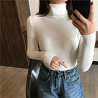 Vintage Style Autumn Winter Thick Sweater For Women Knitted Ribbed Pullover Sweater Long Sleeve Turtleneck Slim Jumper Soft Warm Pullover Stevvex