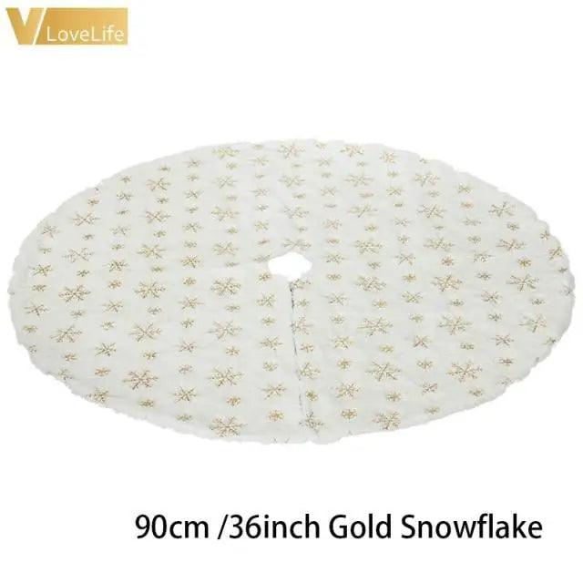 Christmas Tree Decor Snowflake Carpet White Christmas Tree Skirt Fur Skirt For Xmas Decorations Xmas Christmas Decorations For Home Stevvex
