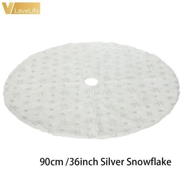 Christmas Tree Decor Snowflake Carpet White Christmas Tree Skirt Fur Skirt For Xmas Decorations Xmas Christmas Decorations For Home Stevvex