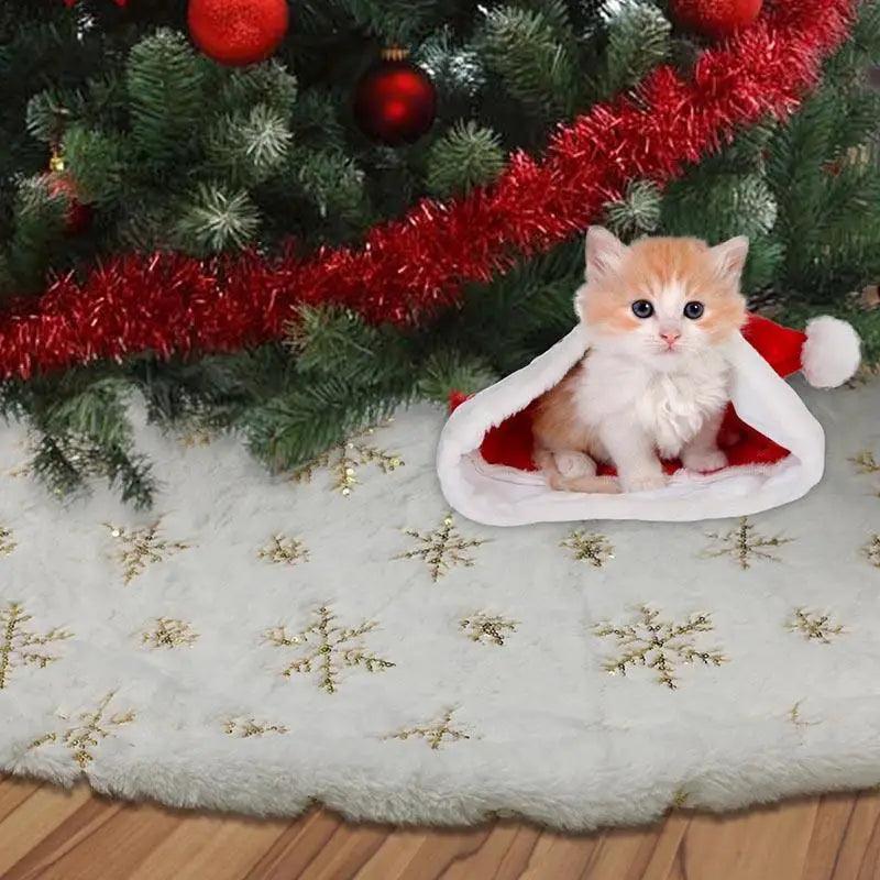 Christmas Tree Decor Snowflake Carpet White Christmas Tree Skirt Fur Skirt For Xmas Decorations Xmas Christmas Decorations For Home Stevvex