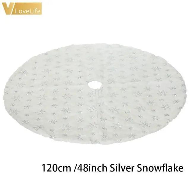 Christmas Tree Decor Snowflake Carpet White Christmas Tree Skirt Fur Skirt For Xmas Decorations Xmas Christmas Decorations For Home Stevvex