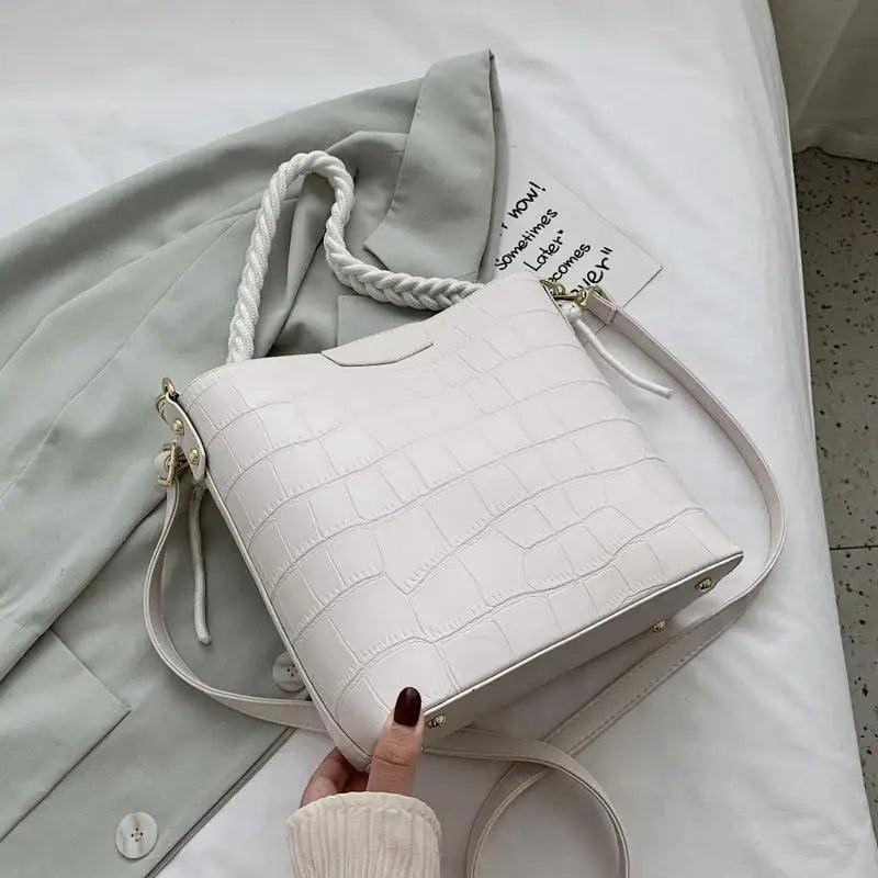 Vintage Style Fashionable Women's bucket bag Stone Pattern Shoulder Bag For Ladies Diagonal Female Bag Stevvex
