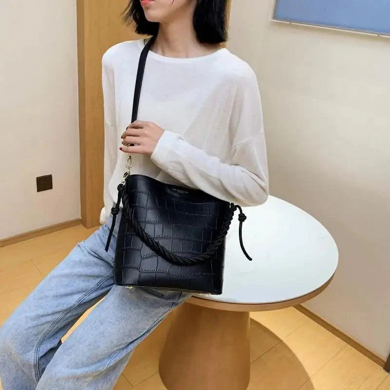 Vintage Style Fashionable Women's bucket bag Stone Pattern Shoulder Bag For Ladies Diagonal Female Bag Stevvex