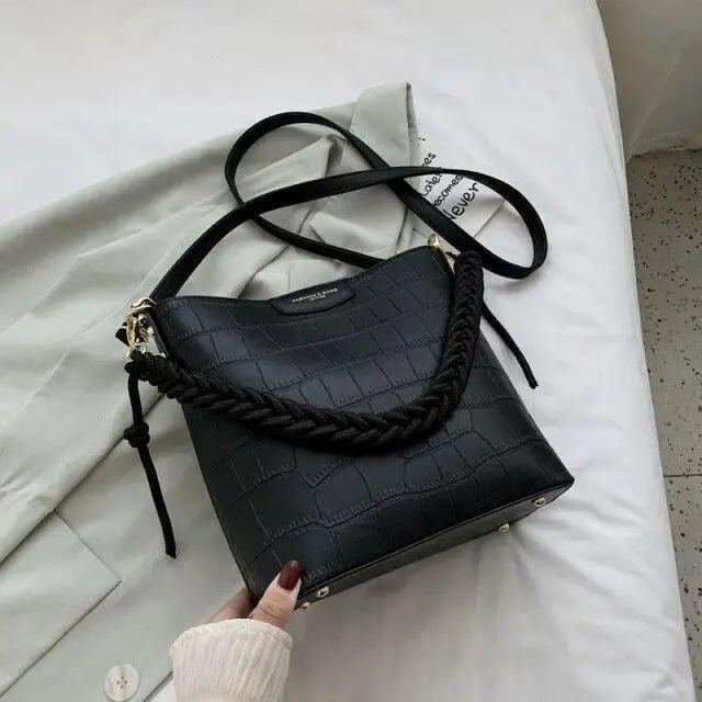 Vintage Style Fashionable Women's bucket bag Stone Pattern Shoulder Bag For Ladies Diagonal Female Bag Stevvex