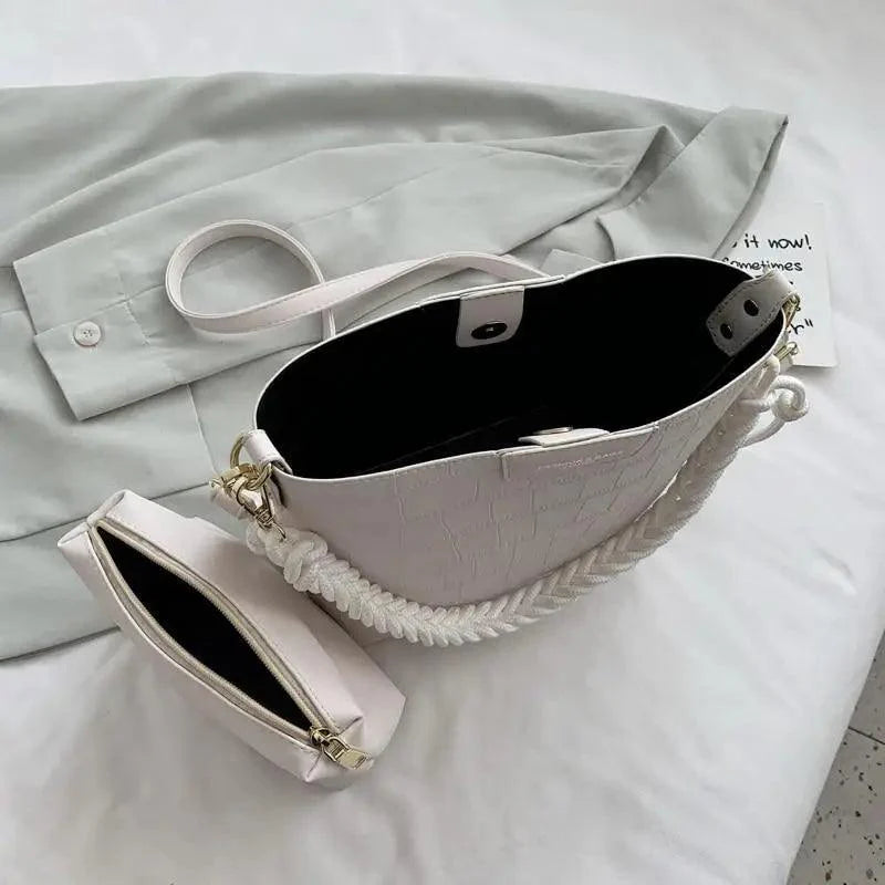 Vintage Style Fashionable Women's bucket bag Stone Pattern Shoulder Bag For Ladies Diagonal Female Bag Stevvex