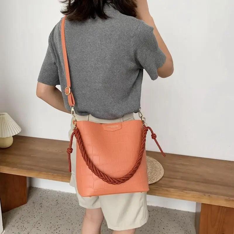 Vintage Style Fashionable Women's bucket bag Stone Pattern Shoulder Bag For Ladies Diagonal Female Bag Stevvex