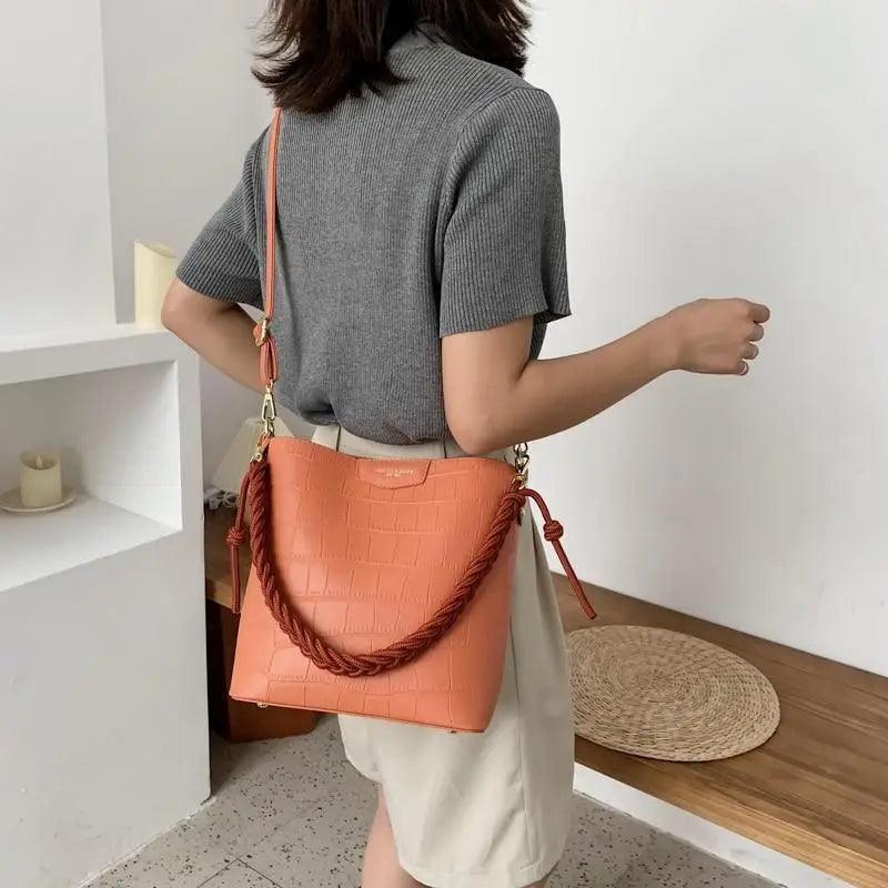 Vintage Style Fashionable Women's bucket bag Stone Pattern Shoulder Bag For Ladies Diagonal Female Bag Stevvex