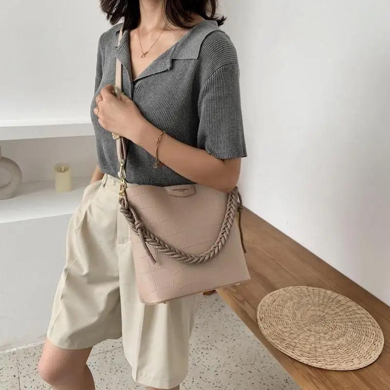 Vintage Style Fashionable Women's bucket bag Stone Pattern Shoulder Bag For Ladies Diagonal Female Bag Stevvex