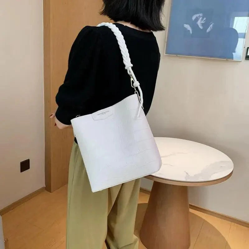 Vintage Style Fashionable Women's bucket bag Stone Pattern Shoulder Bag For Ladies Diagonal Female Bag Stevvex