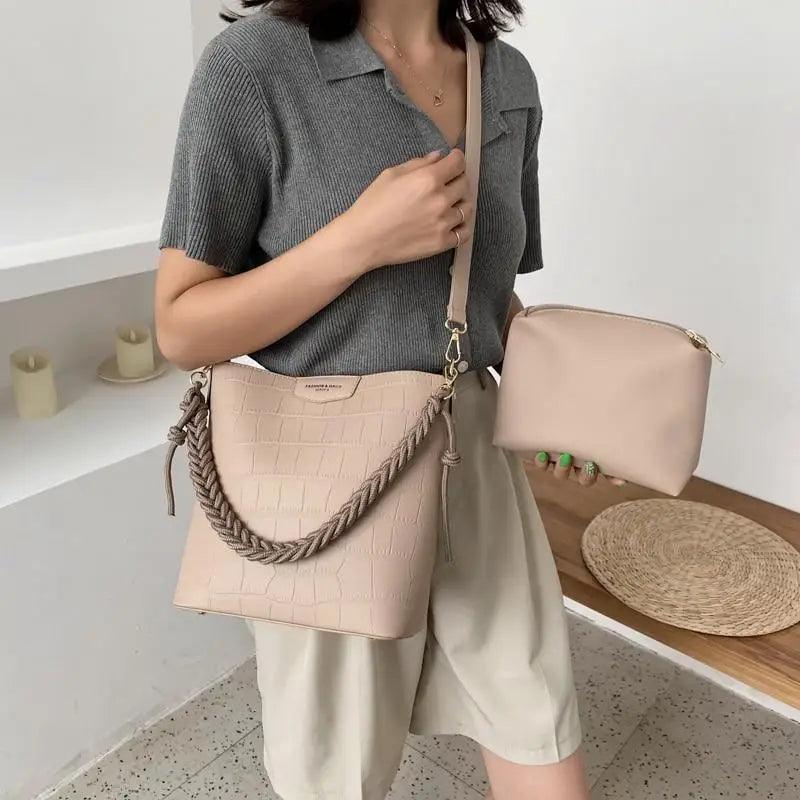 Vintage Style Fashionable Women's bucket bag Stone Pattern Shoulder Bag For Ladies Diagonal Female Bag Stevvex