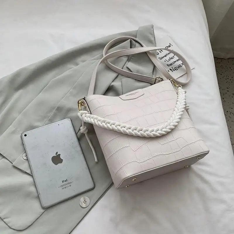 Vintage Style Fashionable Women's bucket bag Stone Pattern Shoulder Bag For Ladies Diagonal Female Bag Stevvex