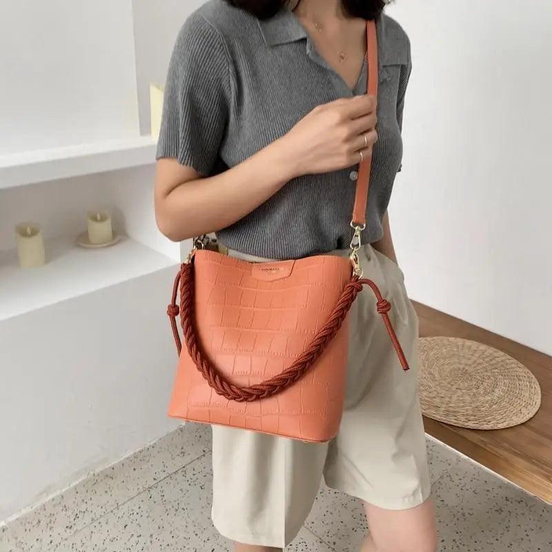 Vintage Style Fashionable Women's bucket bag Stone Pattern Shoulder Bag For Ladies Diagonal Female Bag Stevvex