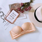 Vintage Style Front Closure Sexy Push Up Bra Women Invisible Bras Underwear Lingerie for Female Brassiere Strapless Seamless Bralette ABC Cup