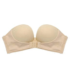 Vintage Style Front Closure Sexy Push Up Bra Women Invisible Bras Underwear Lingerie for Female Brassiere Strapless Seamless Bralette ABC Cup