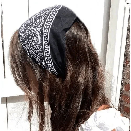 Vintage Style Print Bandana Hair Bands for Girls Women Headband Square Scarf Face Mask Cross Turban Bandanas Headwear Stevvex