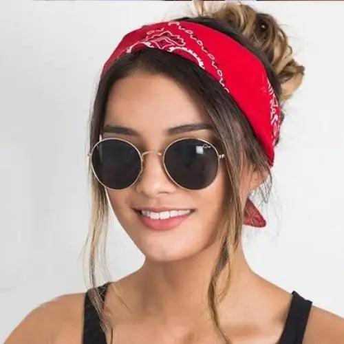 Vintage Style Print Bandana Hair Bands for Girls Women Headband Square Scarf Face Mask Cross Turban Bandanas Headwear Stevvex