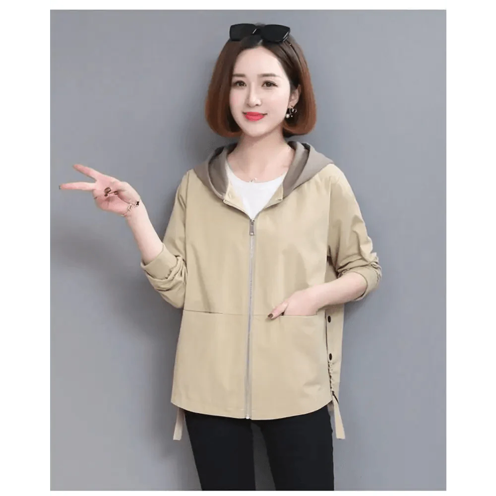 Vintage Style Women's Coat Hooded Jacket Long Sleeve Zipper Pockets Casual Windbreaker Basic Jackets Outerwear Plus Size 4XL E25 Stevvex