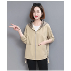 Vintage Style Women's Coat Hooded Jacket Long Sleeve Zipper Pockets Casual Windbreaker Basic Jackets Outerwear Plus Size 4XL E25 Stevvex