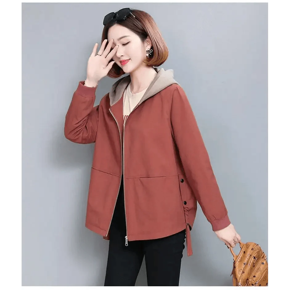 Vintage Style Women's Coat Hooded Jacket Long Sleeve Zipper Pockets Casual Windbreaker Basic Jackets Outerwear Plus Size 4XL E25 Stevvex