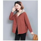 Vintage Style Women's Coat Hooded Jacket Long Sleeve Zipper Pockets Casual Windbreaker Basic Jackets Outerwear Plus Size 4XL E25 Stevvex