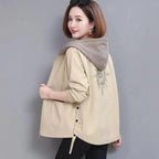 Vintage Style Women's Coat Hooded Jacket Long Sleeve Zipper Pockets Casual Windbreaker Basic Jackets Outerwear Plus Size 4XL E25 Stevvex