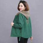 Vintage Style Women's Coat Hooded Jacket Long Sleeve Zipper Pockets Casual Windbreaker Basic Jackets Outerwear Plus Size 4XL E25 Stevvex