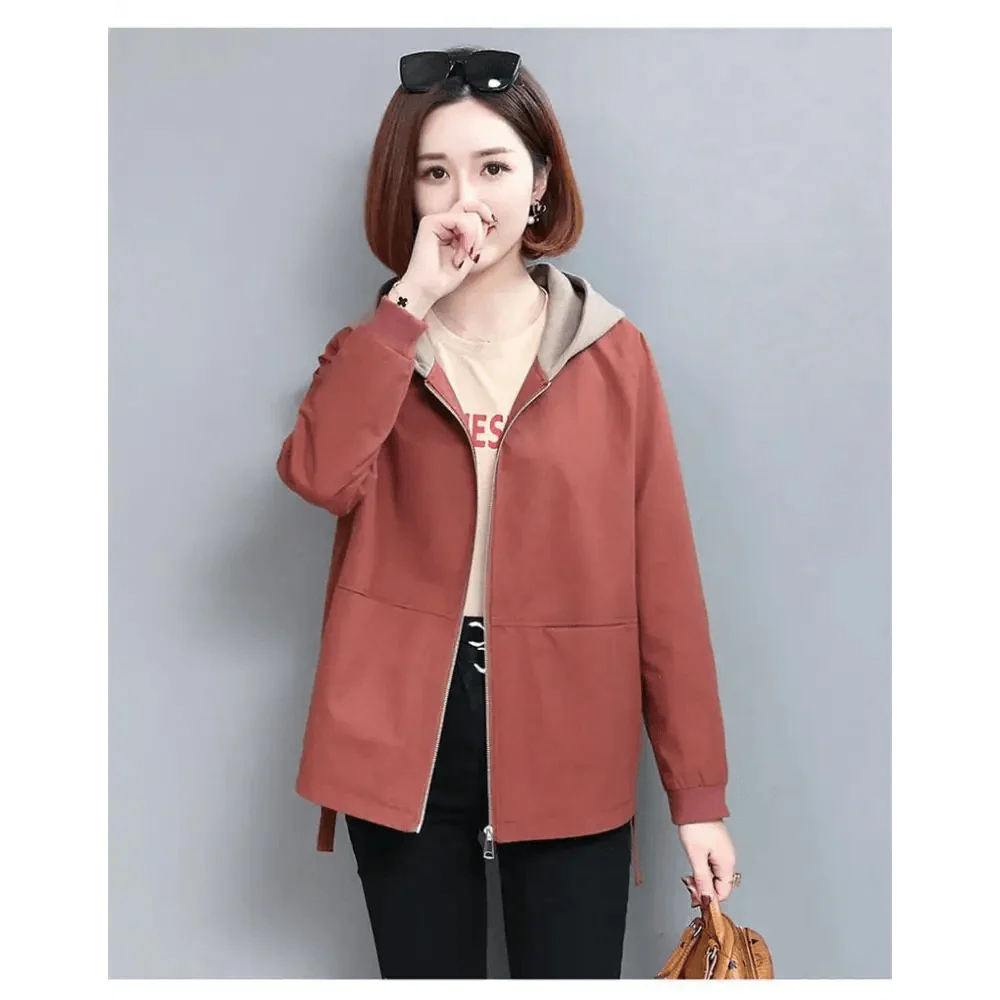 Vintage Style Women's Coat Hooded Jacket Long Sleeve Zipper Pockets Casual Windbreaker Basic Jackets Outerwear Plus Size 4XL E25 Stevvex