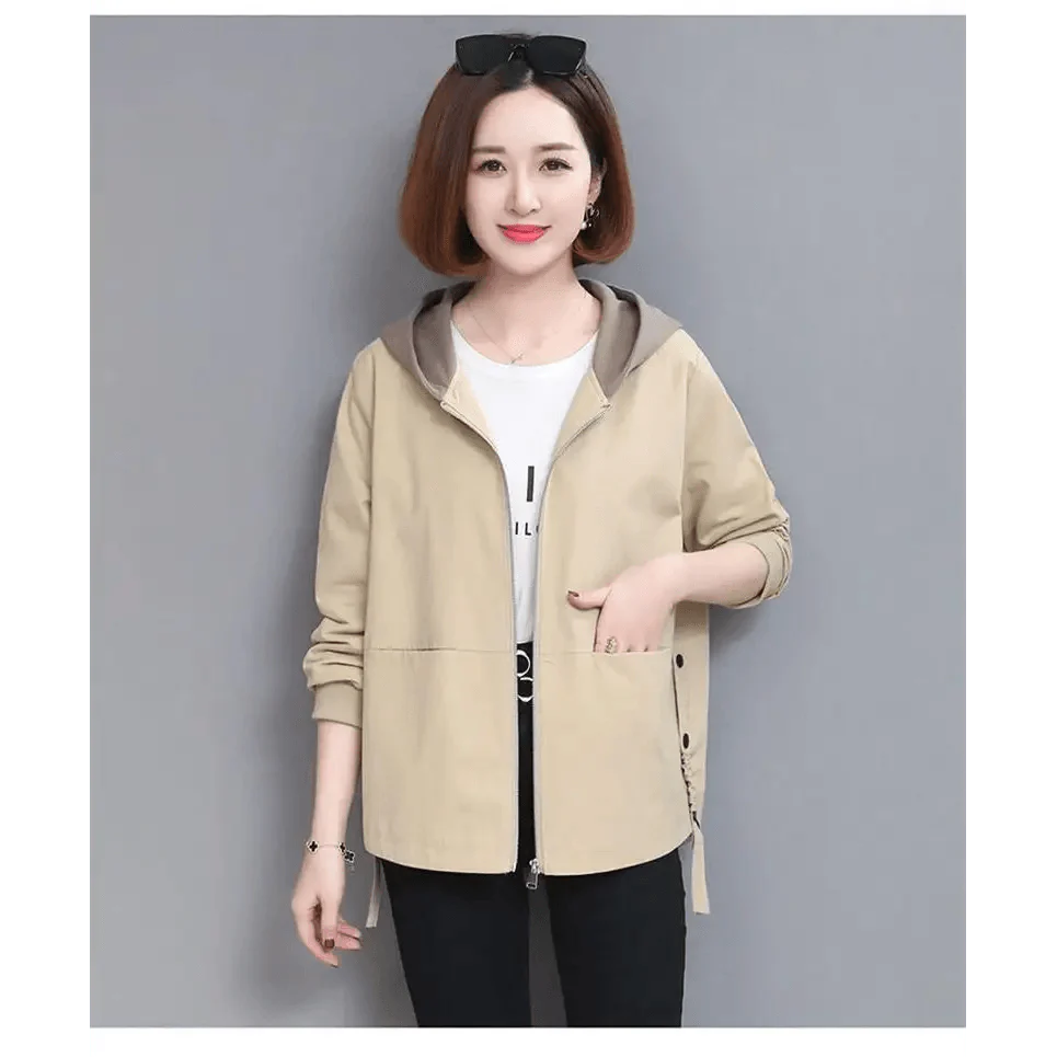 Vintage Style Women's Coat Hooded Jacket Long Sleeve Zipper Pockets Casual Windbreaker Basic Jackets Outerwear Plus Size 4XL E25 Stevvex