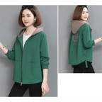 Vintage Style Women's Coat Hooded Jacket Long Sleeve Zipper Pockets Casual Windbreaker Basic Jackets Outerwear Plus Size 4XL E25 Stevvex