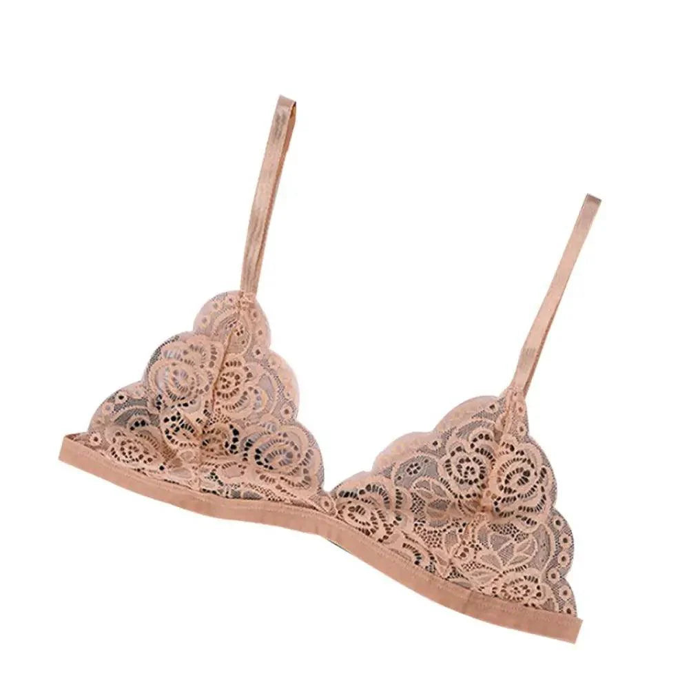 Vintage Style Women's Thin Bra Without Chest Pad Fashionable Sexy Lace Bra Back Buckle Tube Top Women's  Underwear Summer Clothes Stevvex