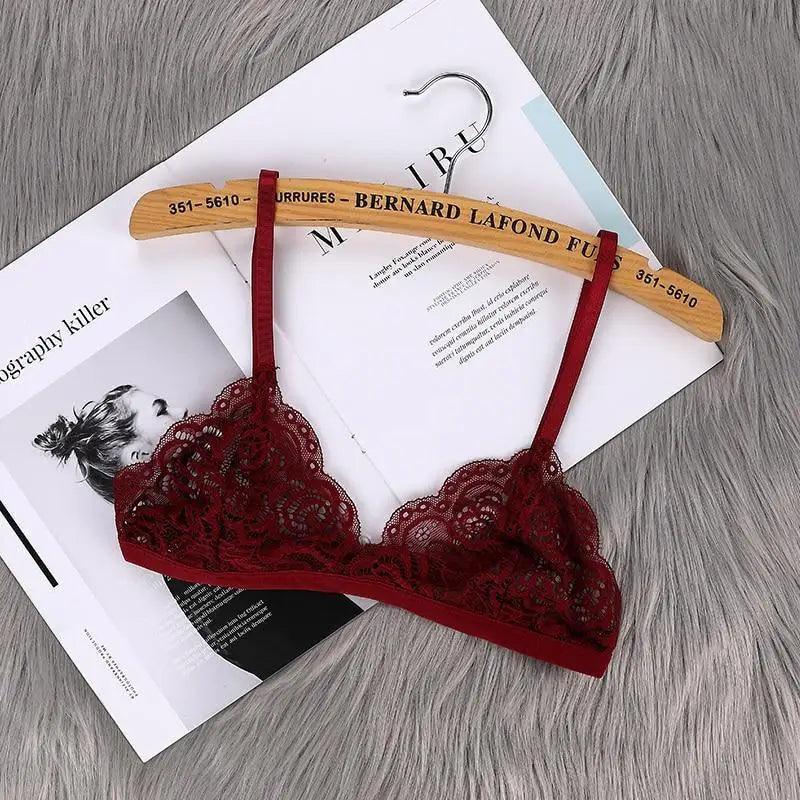 Vintage Style Women's Thin Bra Without Chest Pad Fashionable Sexy Lace Bra Back Buckle Tube Top Women's  Underwear Summer Clothes Stevvex