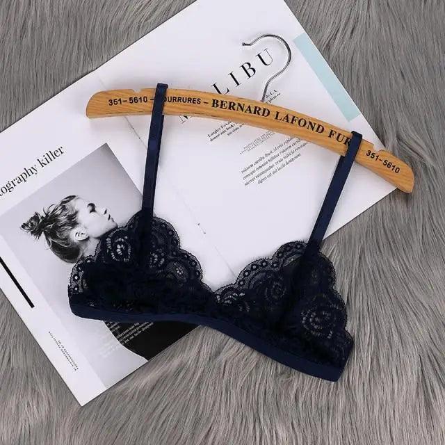 Vintage Style Women's Thin Bra Without Chest Pad Fashionable Sexy Lace Bra Back Buckle Tube Top Women's  Underwear Summer Clothes Stevvex