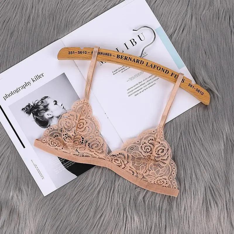 Vintage Style Women's Thin Bra Without Chest Pad Fashionable Sexy Lace Bra Back Buckle Tube Top Women's  Underwear Summer Clothes Stevvex