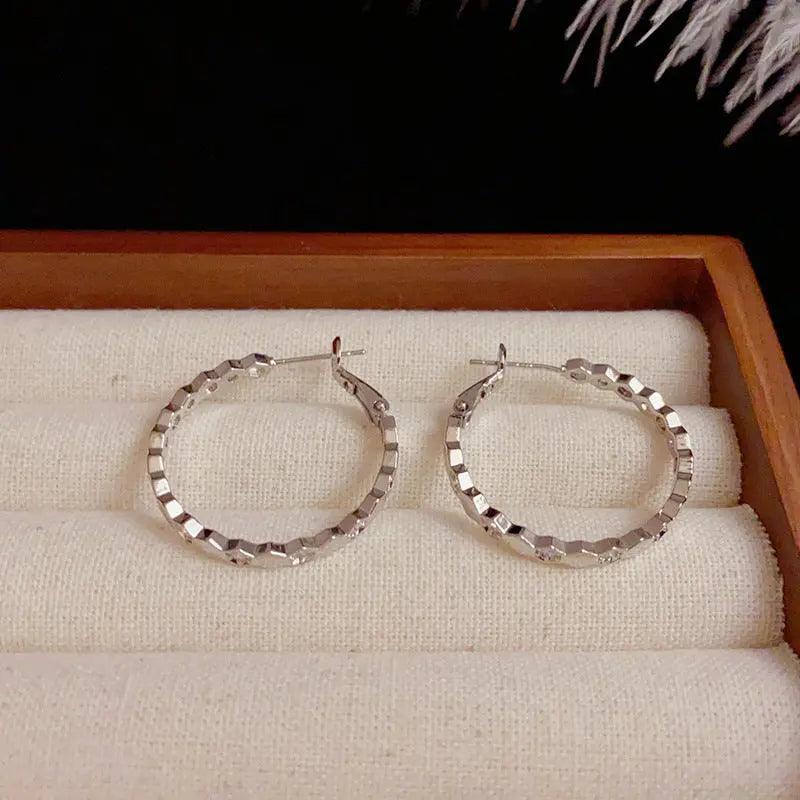 MAC147 Vintage Style Zircon Inlaid Hoop Earrings Elegant - SJB-DIAMOND ELITES