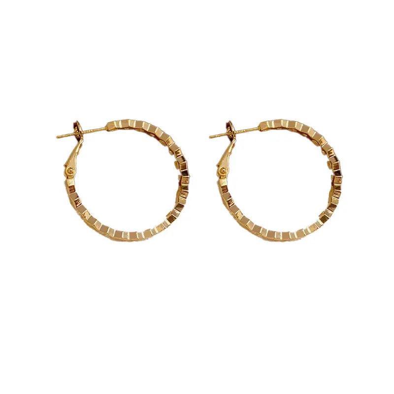 MAC147 Vintage Style Zircon Inlaid Hoop Earrings Elegant - SJB-DIAMOND ELITES