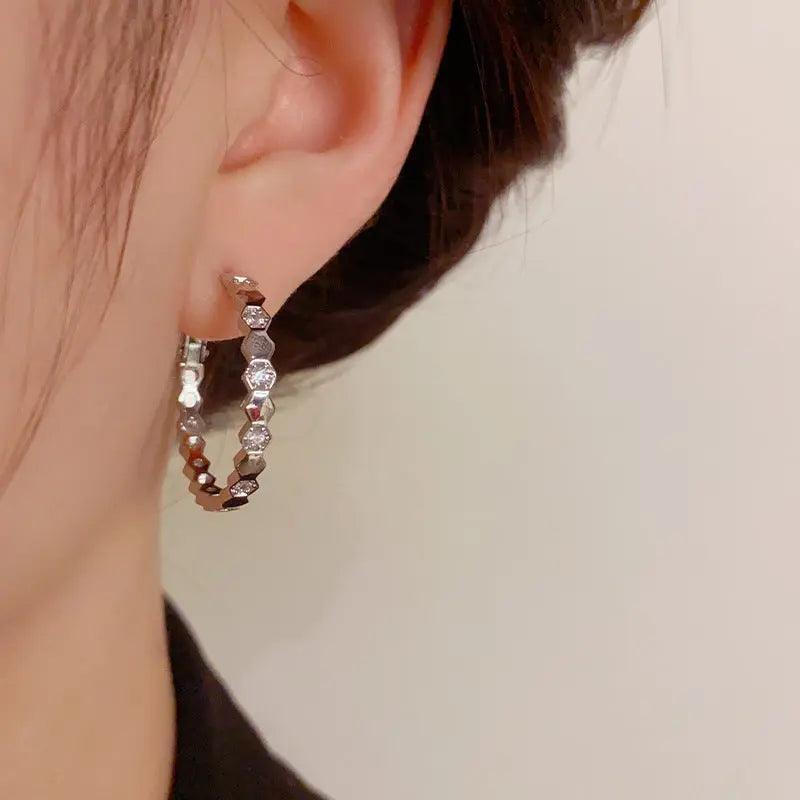 MAC147 Vintage Style Zircon Inlaid Hoop Earrings Elegant - SJB-DIAMOND ELITES