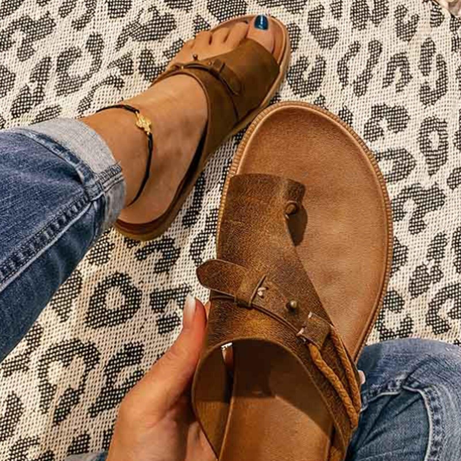 Vintage Summer Beach Outdoor Sandals For Women Casual Beach Sandals Open-Toe Platform Shoes Luxury Style Anti-slip Slippers Comfortable Arch Support Thong Sandals Lightweight Footwear Stevvex