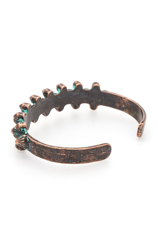 Vintage Textured Open Cuff Bangle Adjustable Copper