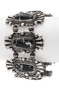 Vintage Western Black Stone Statement Bracelet Cuff