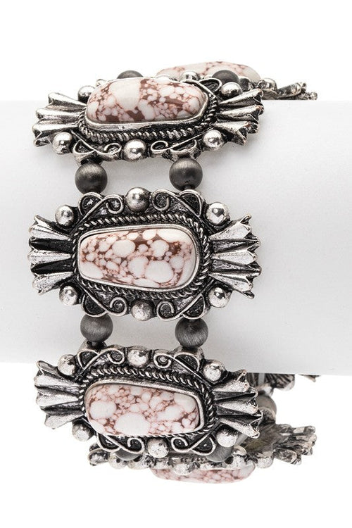 Vintage Western Black Stone Statement Bracelet Cuff