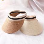 Vintage Women's Sun Hats Handmade Straw Visor Caps Fashionable Adult Sun Beach Top Hats Cute Bowknot Design Fashion Summer Women's Casual Caps Straw Hats Parent-Child Summer Hat Empty Top Beach Hat Stevvex