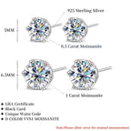 VVS D Color Russian Cut Moissanite Stud Earrings 1/2/4 CT S925 Sterling Silver BandsCo Straps