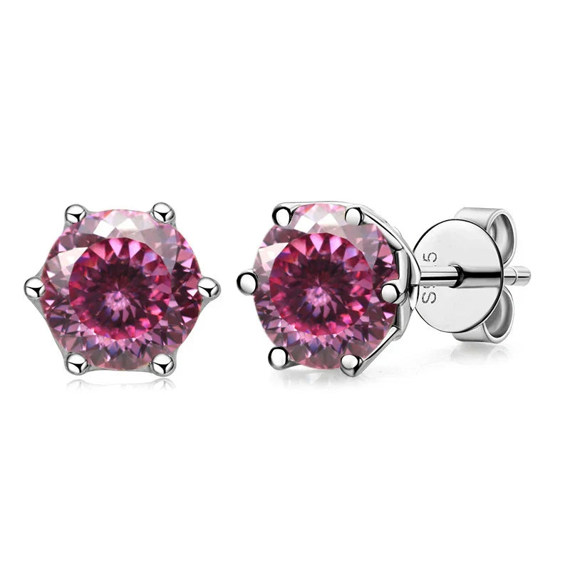 VVS D Color Russian Cut Moissanite Stud Earrings 1/2/4 CT S925 Sterling Silver BandsCo Straps