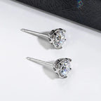 VVS D Color Russian Cut Moissanite Stud Earrings 1/2/4 CT S925 Sterling Silver BandsCo Straps