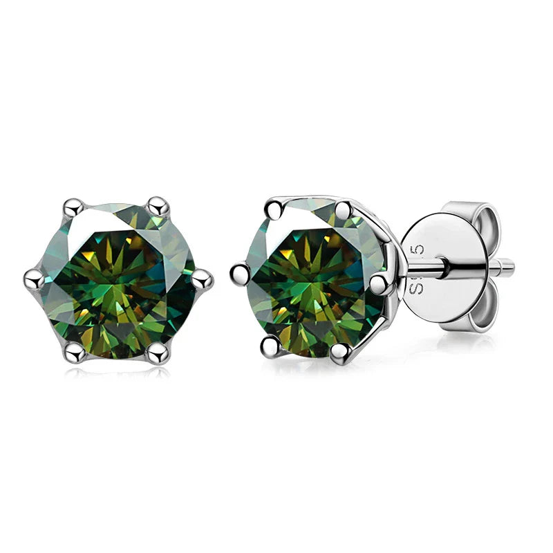 VVS D Color Russian Cut Moissanite Stud Earrings 1/2/4 CT S925 Sterling Silver BandsCo Straps