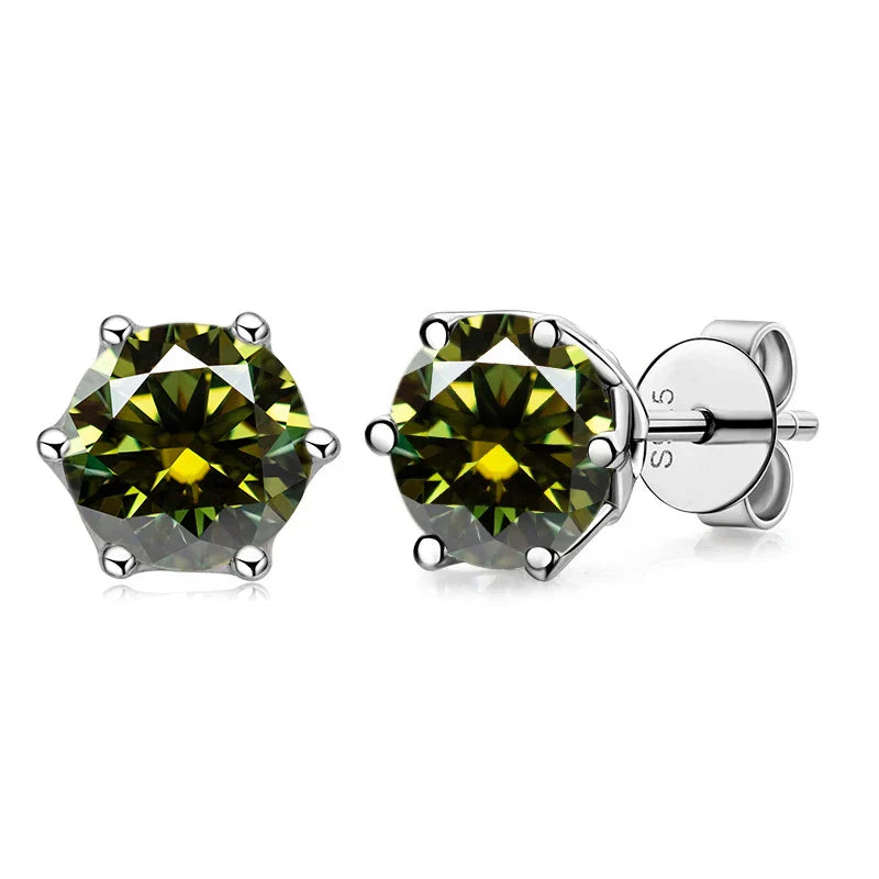 VVS D Color Russian Cut Moissanite Stud Earrings 1/2/4 CT S925 Sterling Silver BandsCo Straps